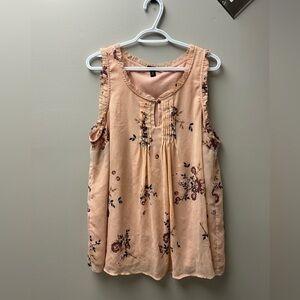 Torrid Peach Floral Blouse Tank Top